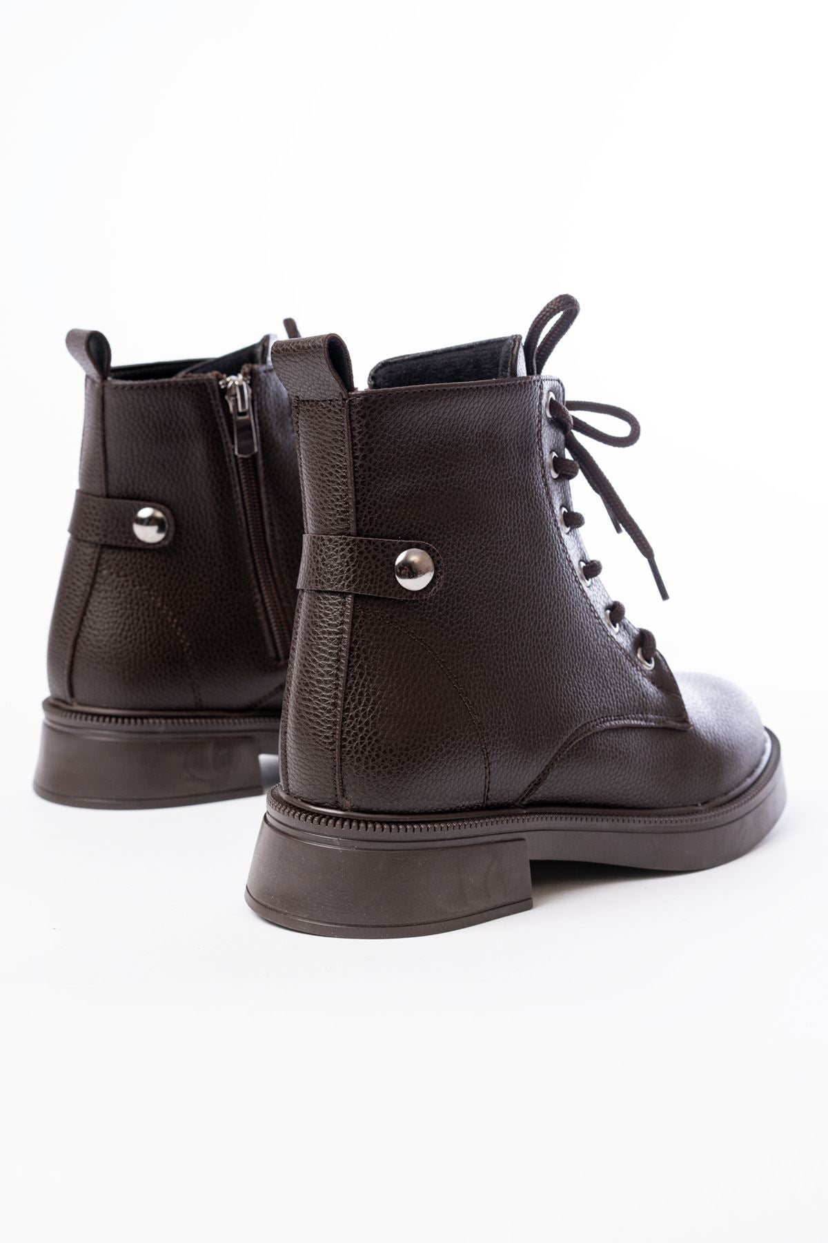 Lauran Kahve Galata Bağcıklı Fermuarlı Kadın Bot