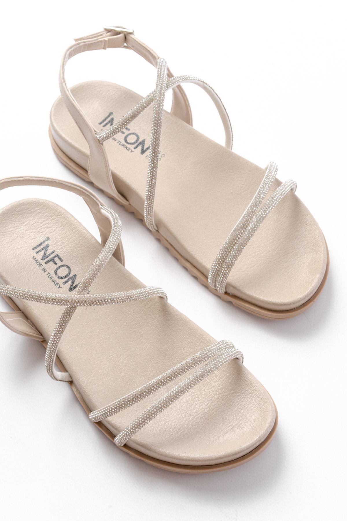 Zarubny Bej Gümüş Taşlı Kadın Sandalet