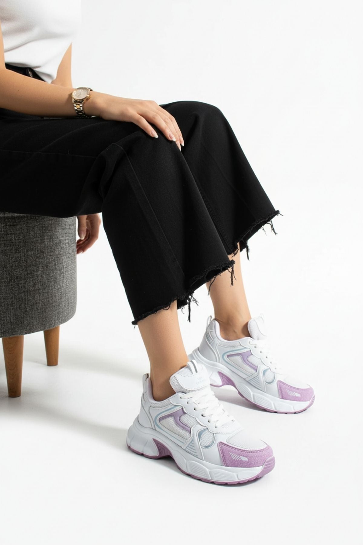 Hagrid Kadın Beyaz Lila Fileli Spor Ayakkabı