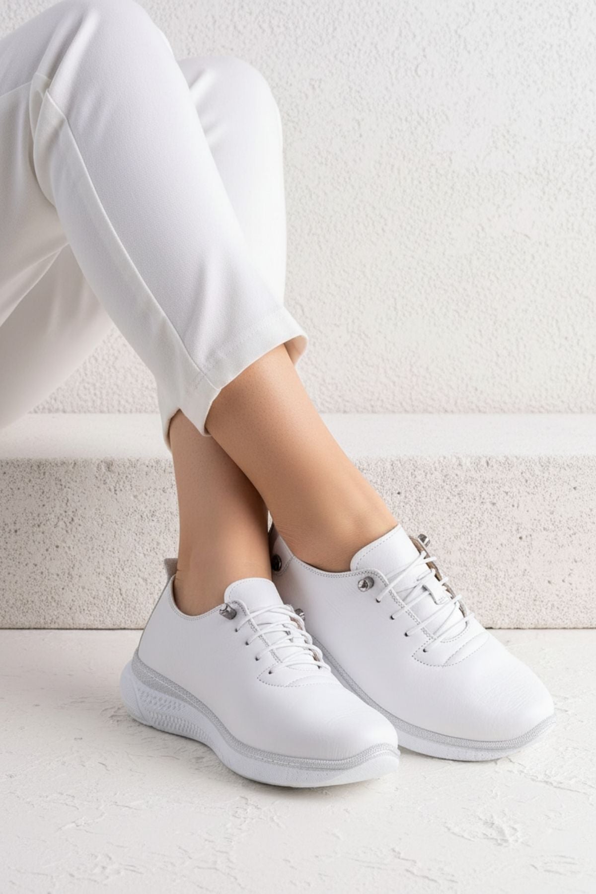 Leroy Beyaz Hakiki Beyaz Deri Kadın Ayakkabı