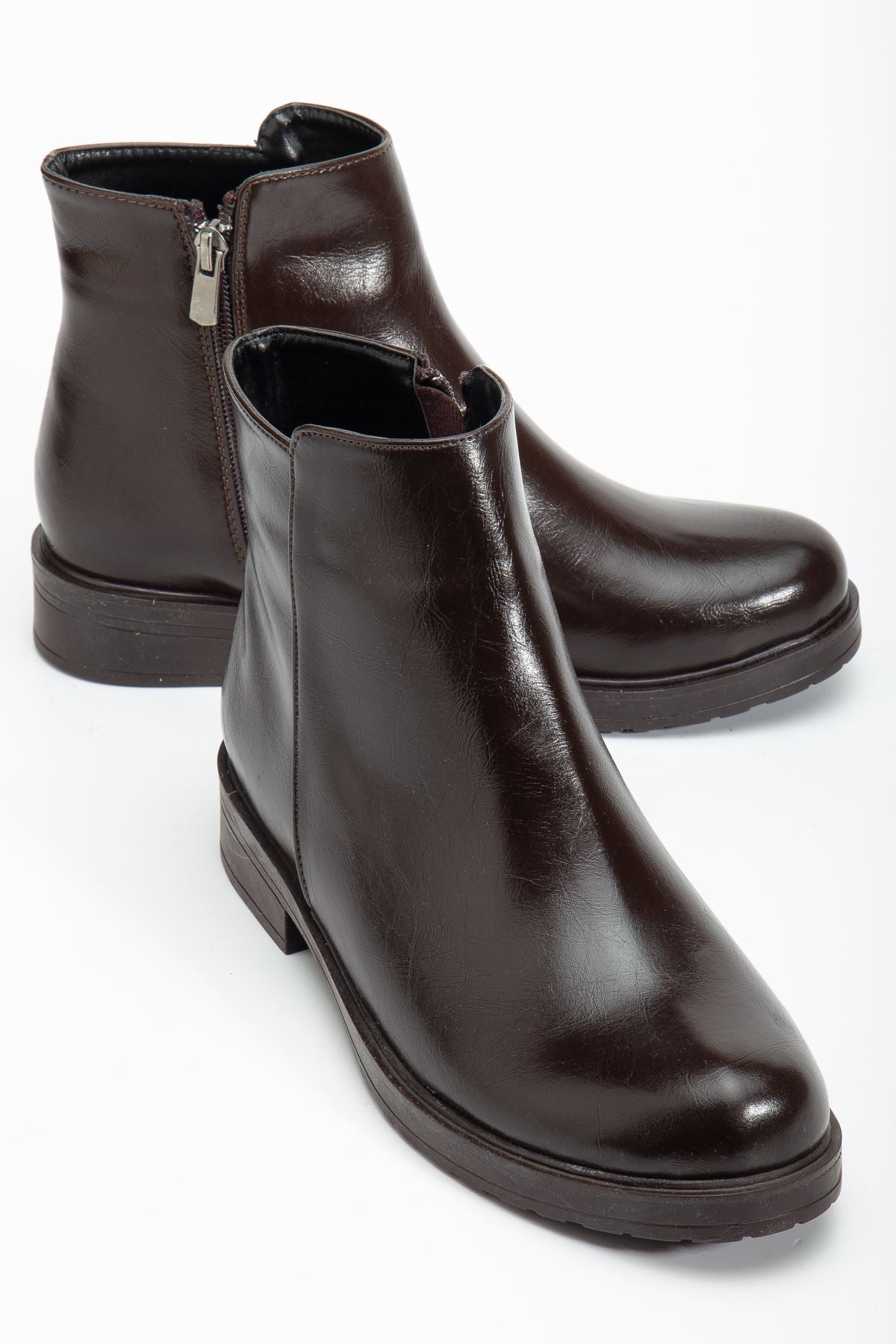 Alena Kahve Yanki Fermuarlı Kadın Bot