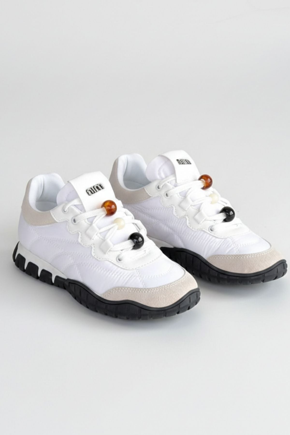 Tues Kadın Beyaz Nubuk Bağcıklı Spor Ayakkabı