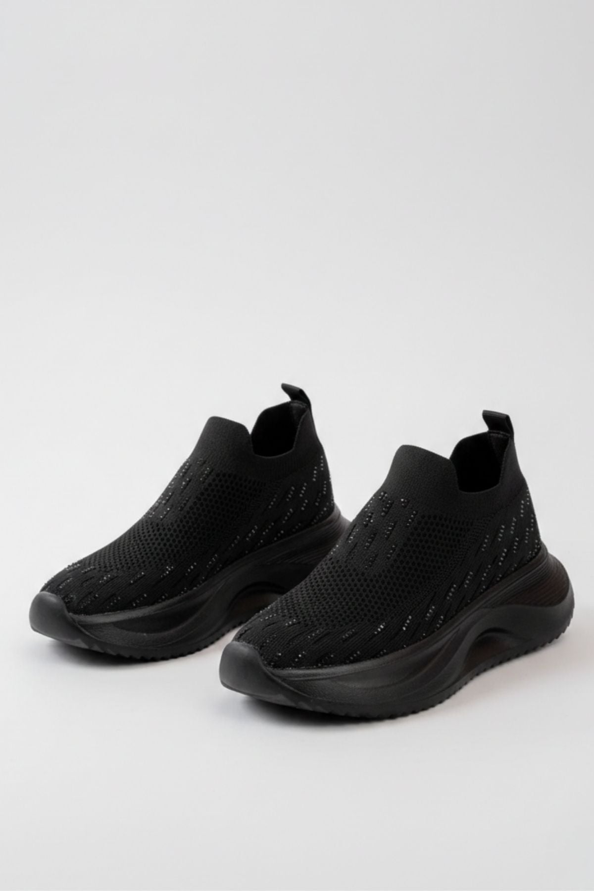 Lahotse Siyah Fileli Faillant Taban Taş Aksesuarlı Günlük Spor Ayakkabı