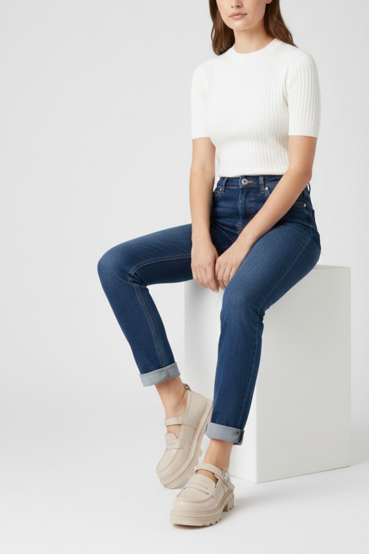 Thalen Bej Kadın Günlük Yüksek Tabanlı Loafer Ayakkabı