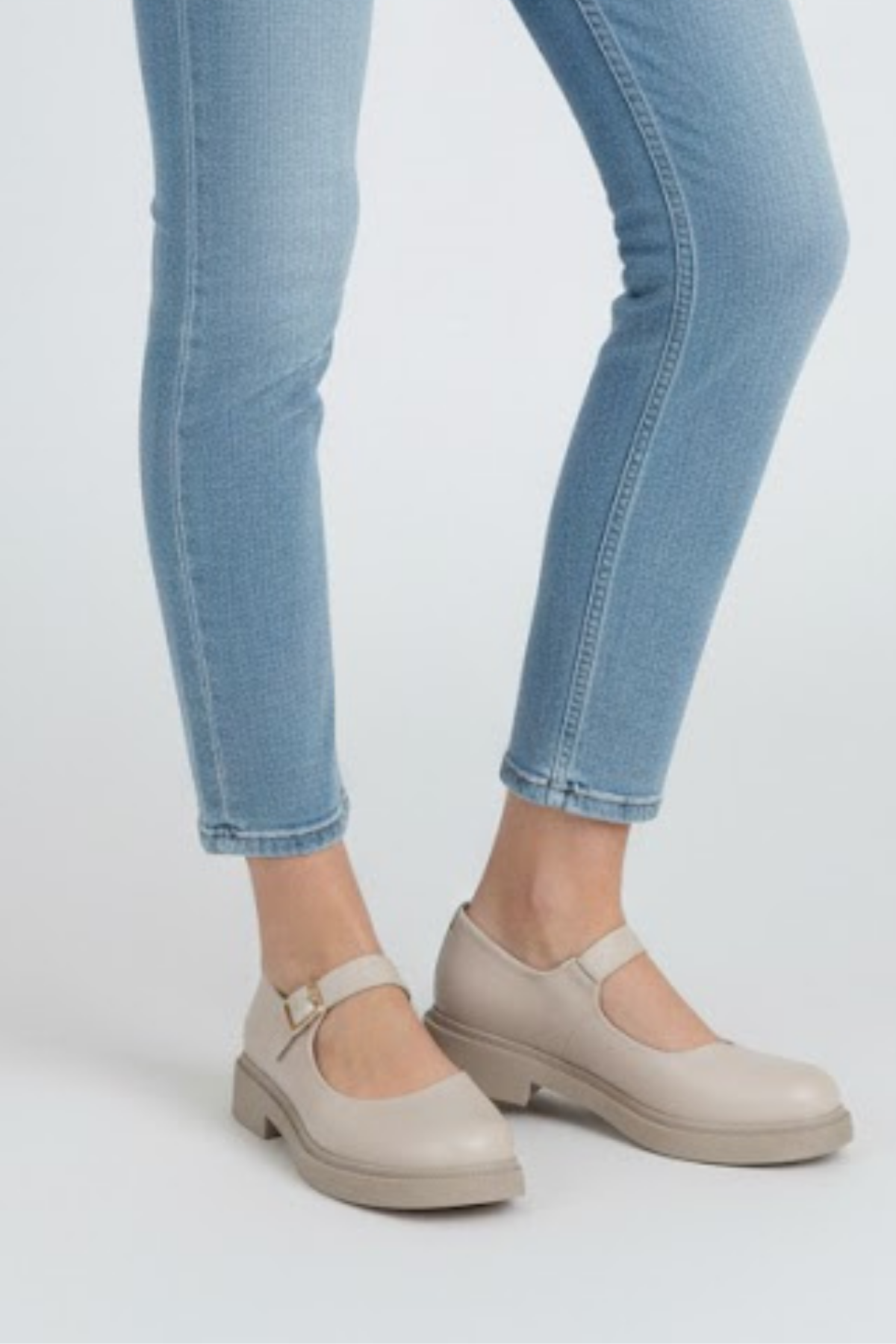 Yokox Kadın Bej Tokalı Oxford Ayakkabı