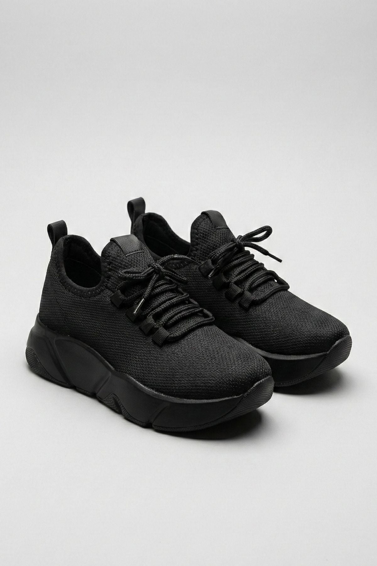 Brumli Kömür Bağcıklı Fileli Platin Taban Günlük Kadın Spor Ayakkabı