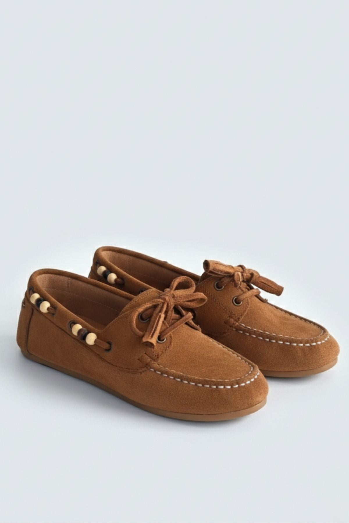 Elora Kadın Taba Süet Boncuk Detaylı Babet