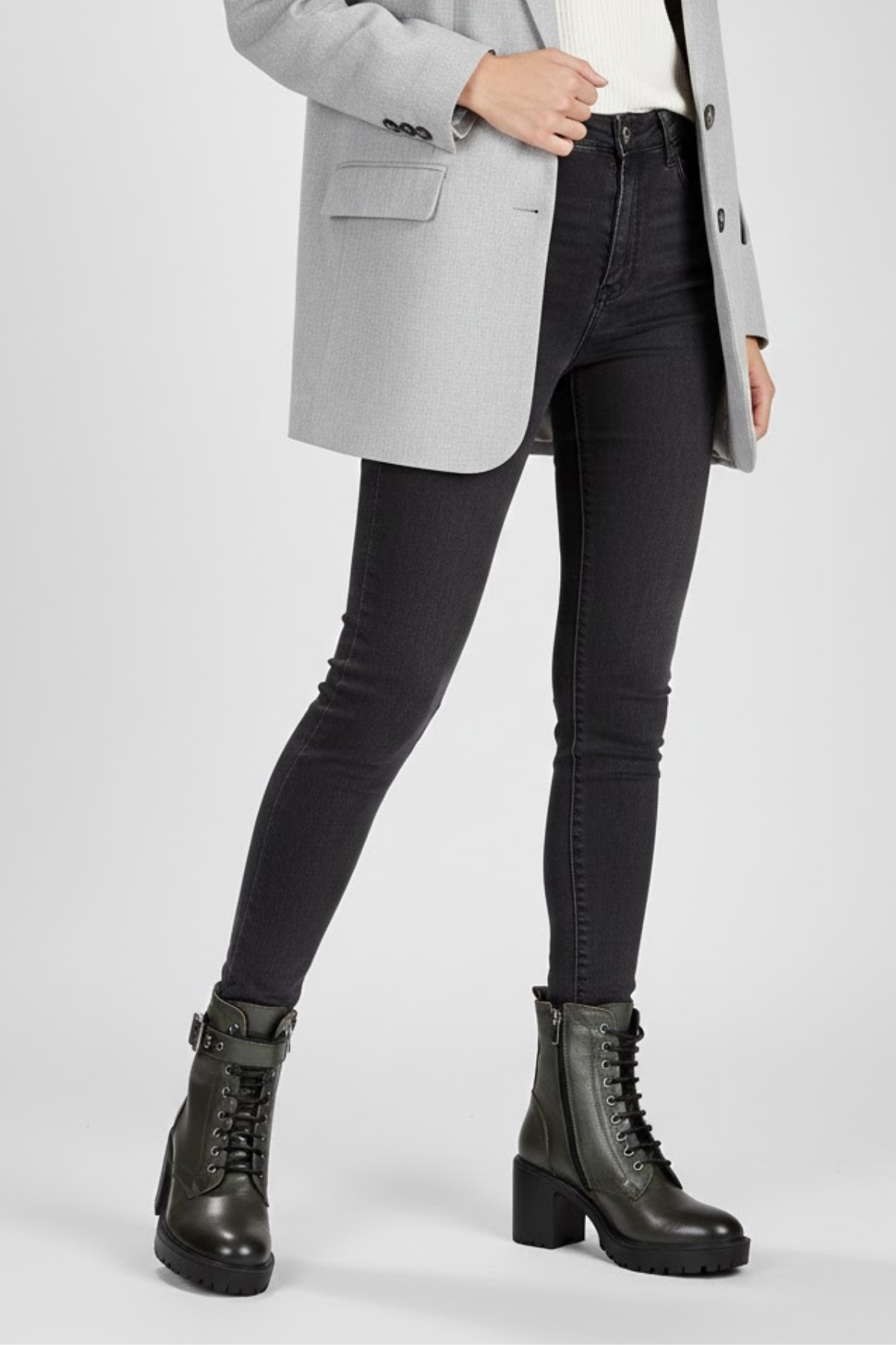 Galsu Kadın Hakiki Deri Yeşil Kalın Topuklu Bot