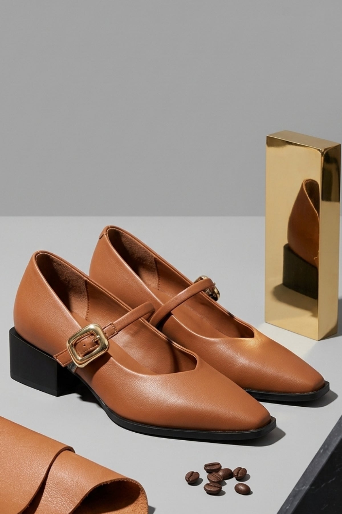 Galye Kadın Taba Kemerli Topuklu Ayakkabı