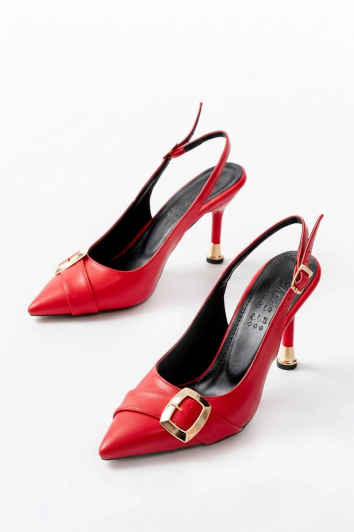 Henkate Kırmızı Günlük Arkası Açık Topuklu Ayakkabı