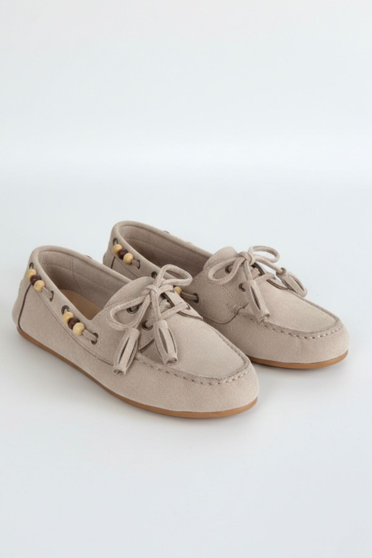 Elora Kadın Vizon Süet Boncuk Detaylı Babet