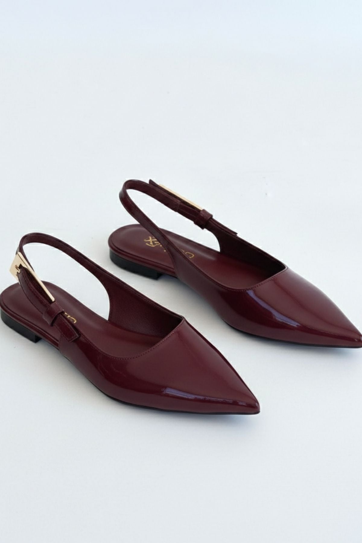 Ummar Kadın Bordo Rugan Sivri Burun Babet Ayakkabı