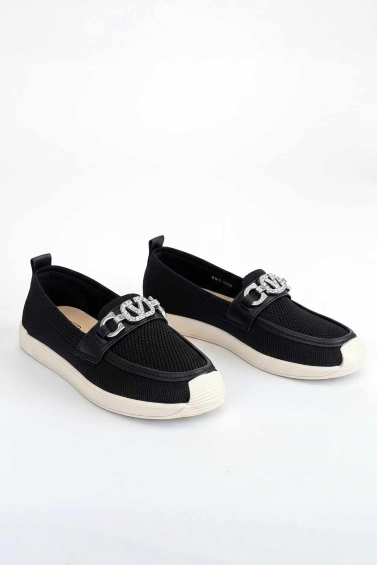 Wata Kadın Siyah Örgü Dokulu Babet Ayakkabı