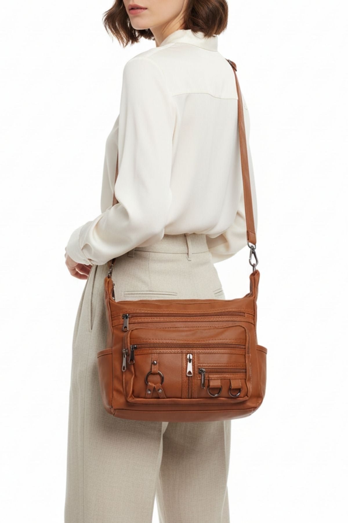 Koven Yıkama Deri Çapraz Askılı Çanta