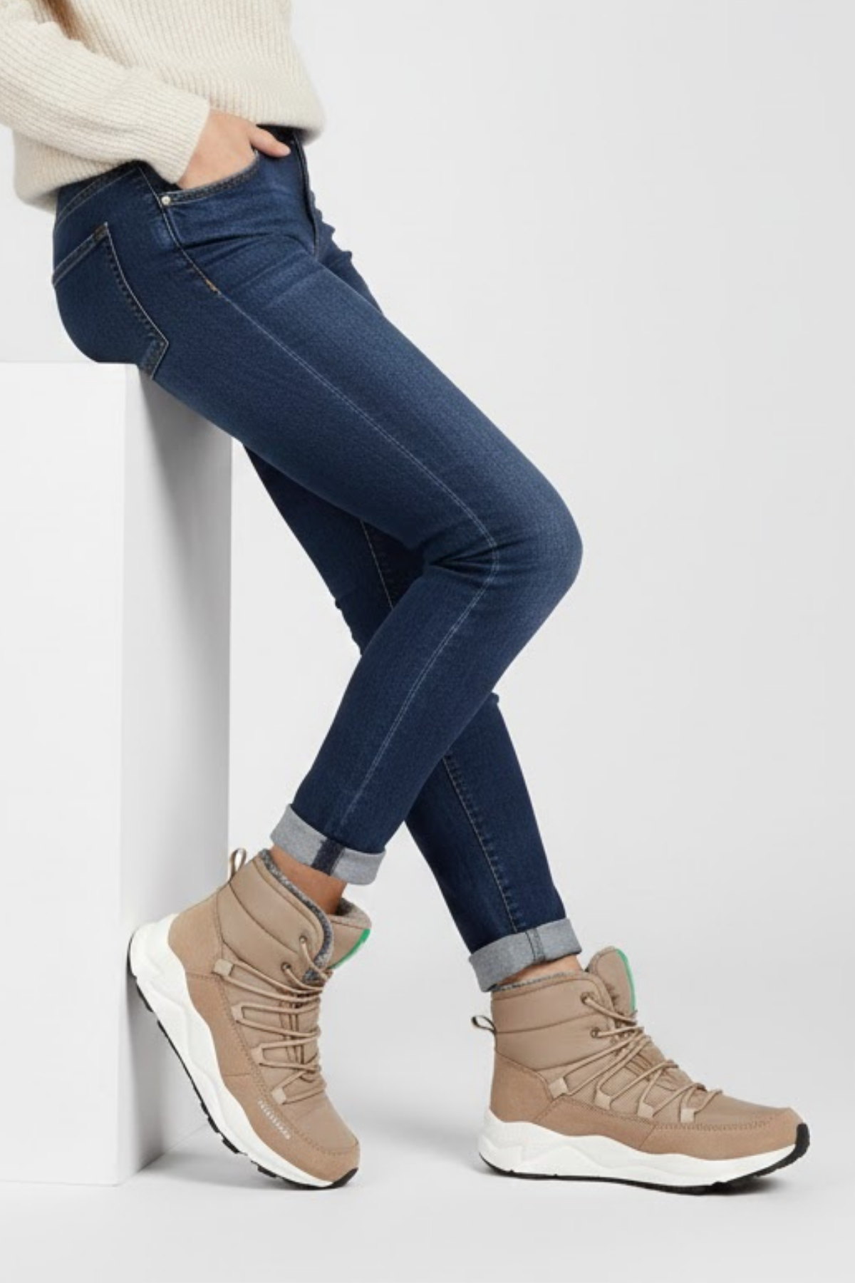 Benetton Ceri Kadın Paraşüt Kumaş Bej Bot BNI-11156