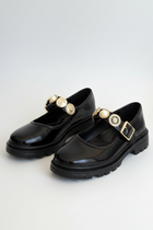 Okira Kadın Siyah Rugan Tokalı Oxford Ayakkabı