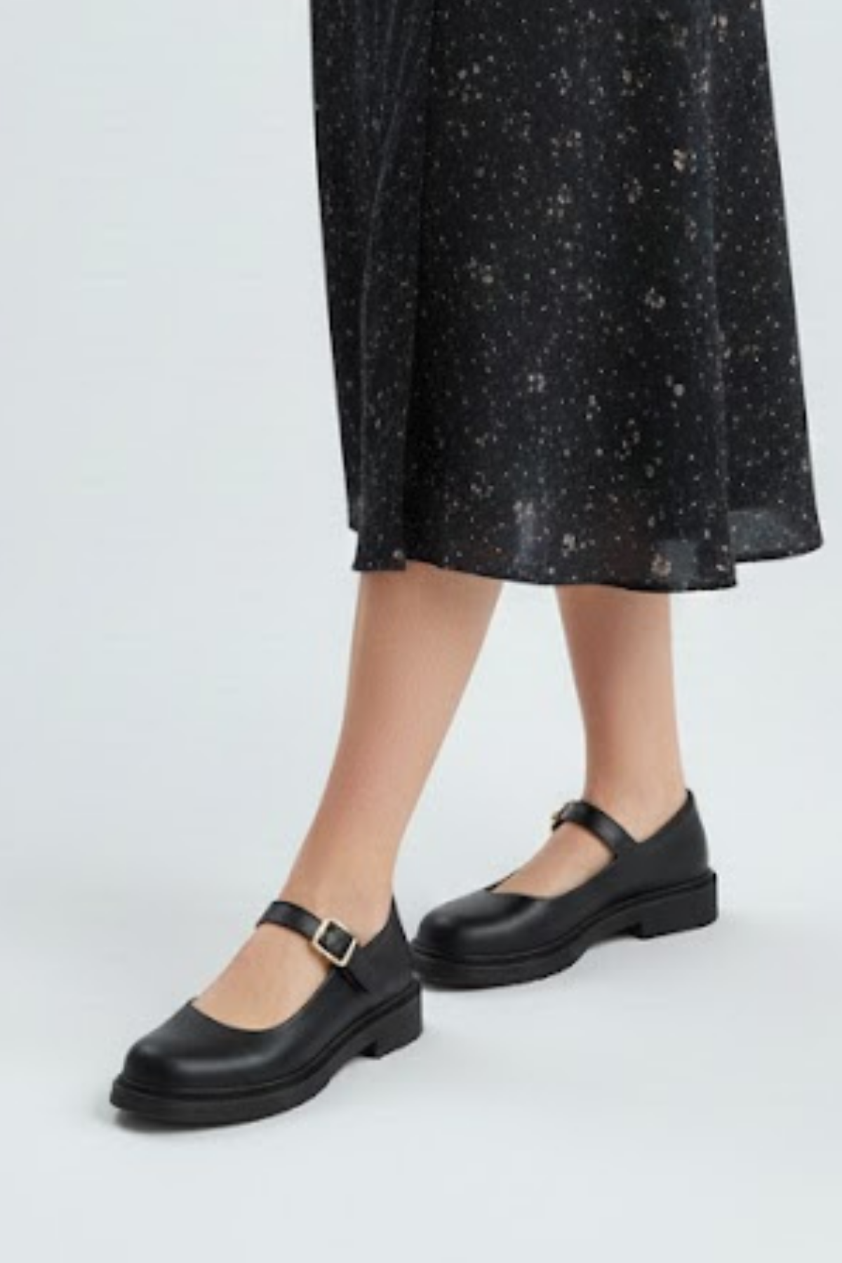 Yokox Kadın Siyah Tokalı Oxford Ayakkabı