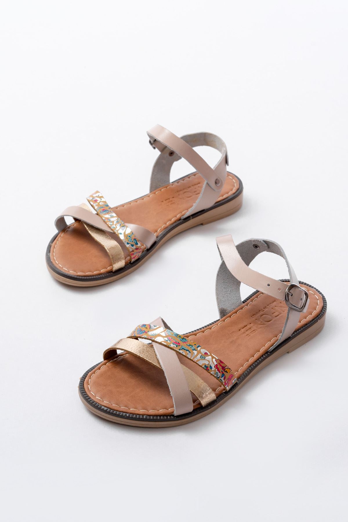 Camerus Bej Garni Hakiki Deri Kadın Sandalet