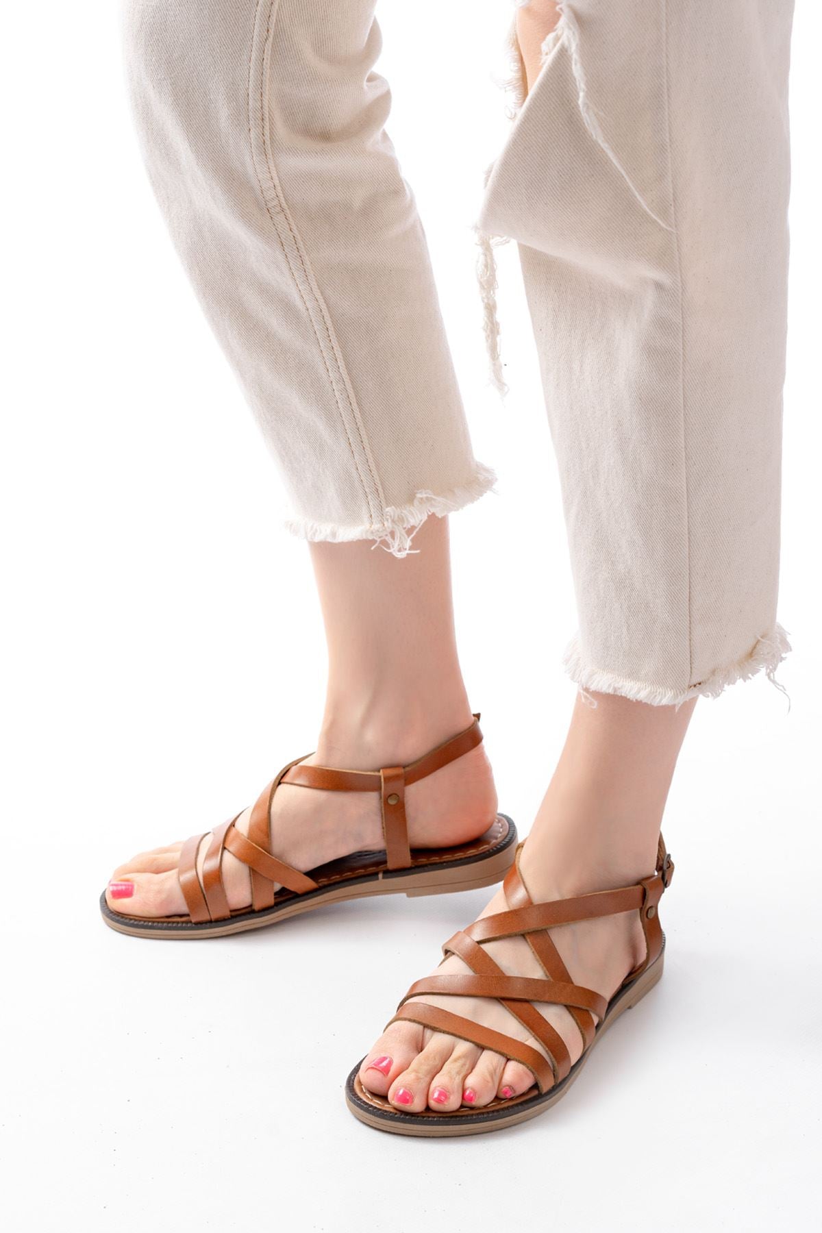 Cernia Taba Hakiki Deri Kadın Sandalet