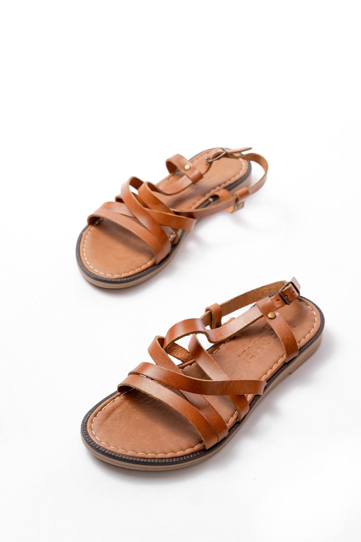 Cernia Taba Hakiki Deri Kadın Sandalet