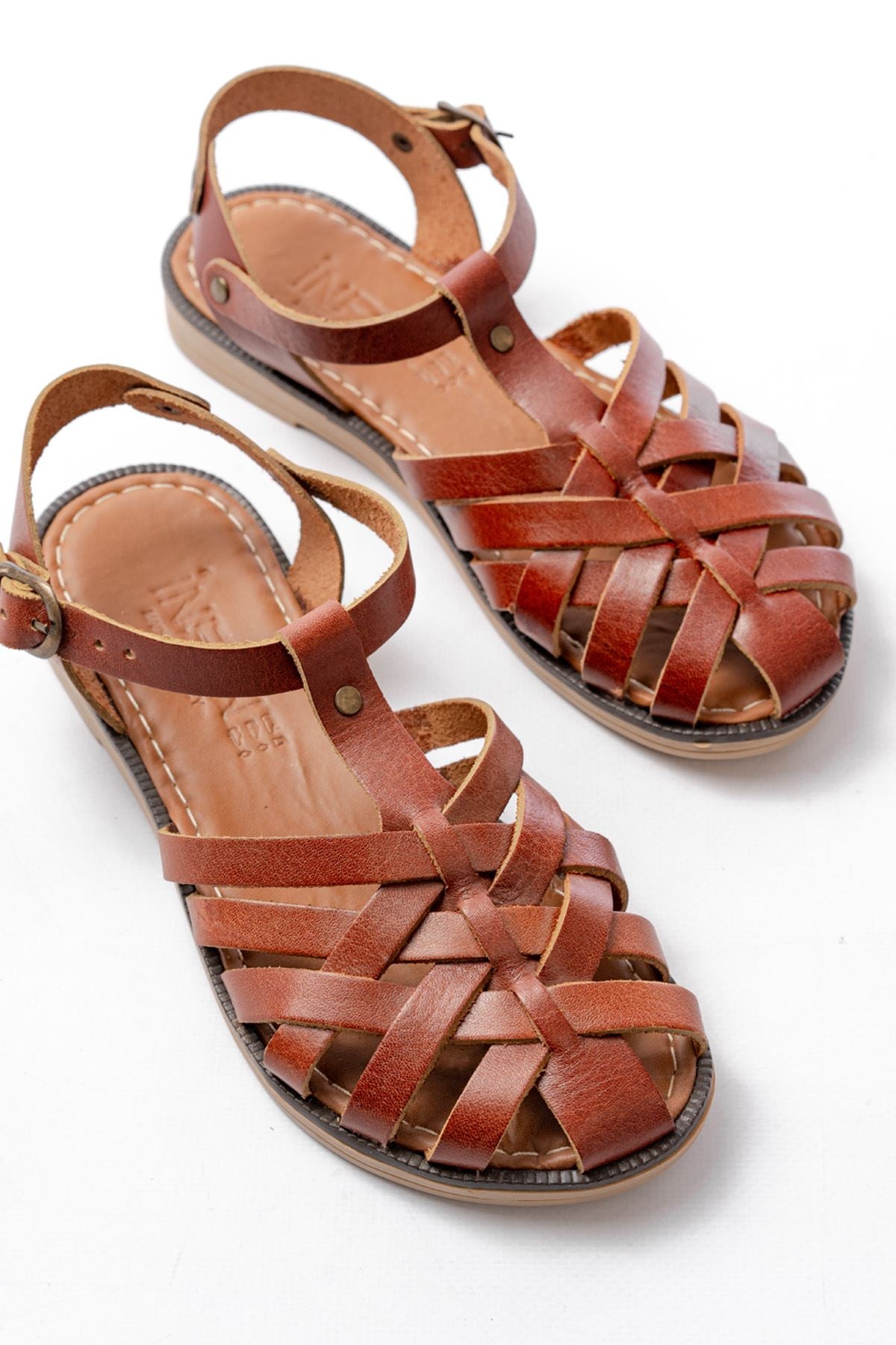 Matha Koyu Kahve Hakiki Deri Kadın Sandalet