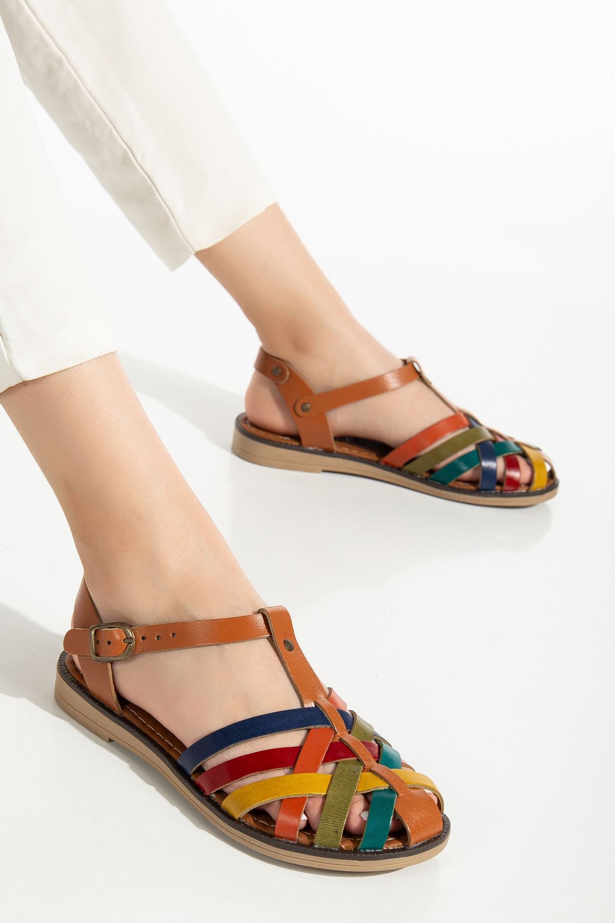 Matha Taba Multi Hakiki Deri Kadın Sandalet