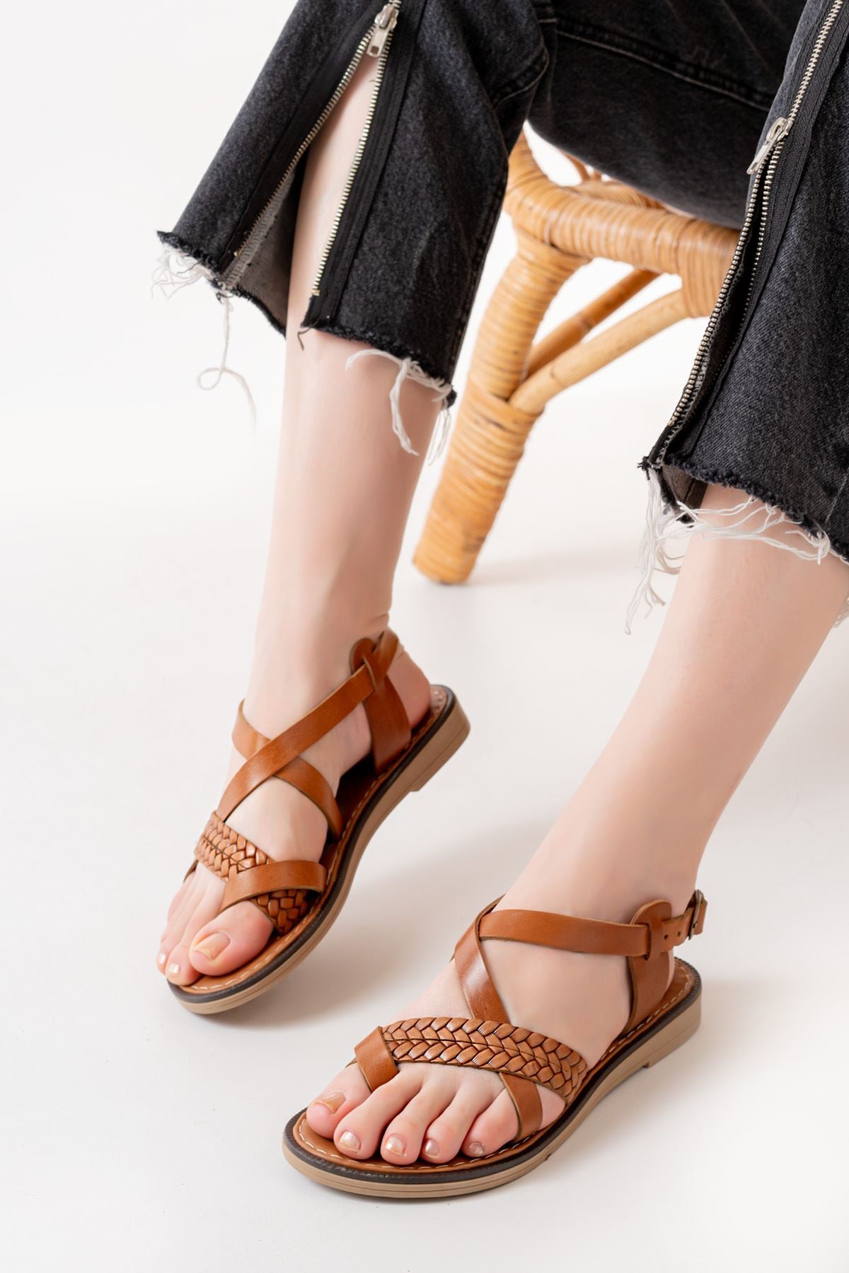 Jarman Taba Hakiki Deri Kadın Sandalet