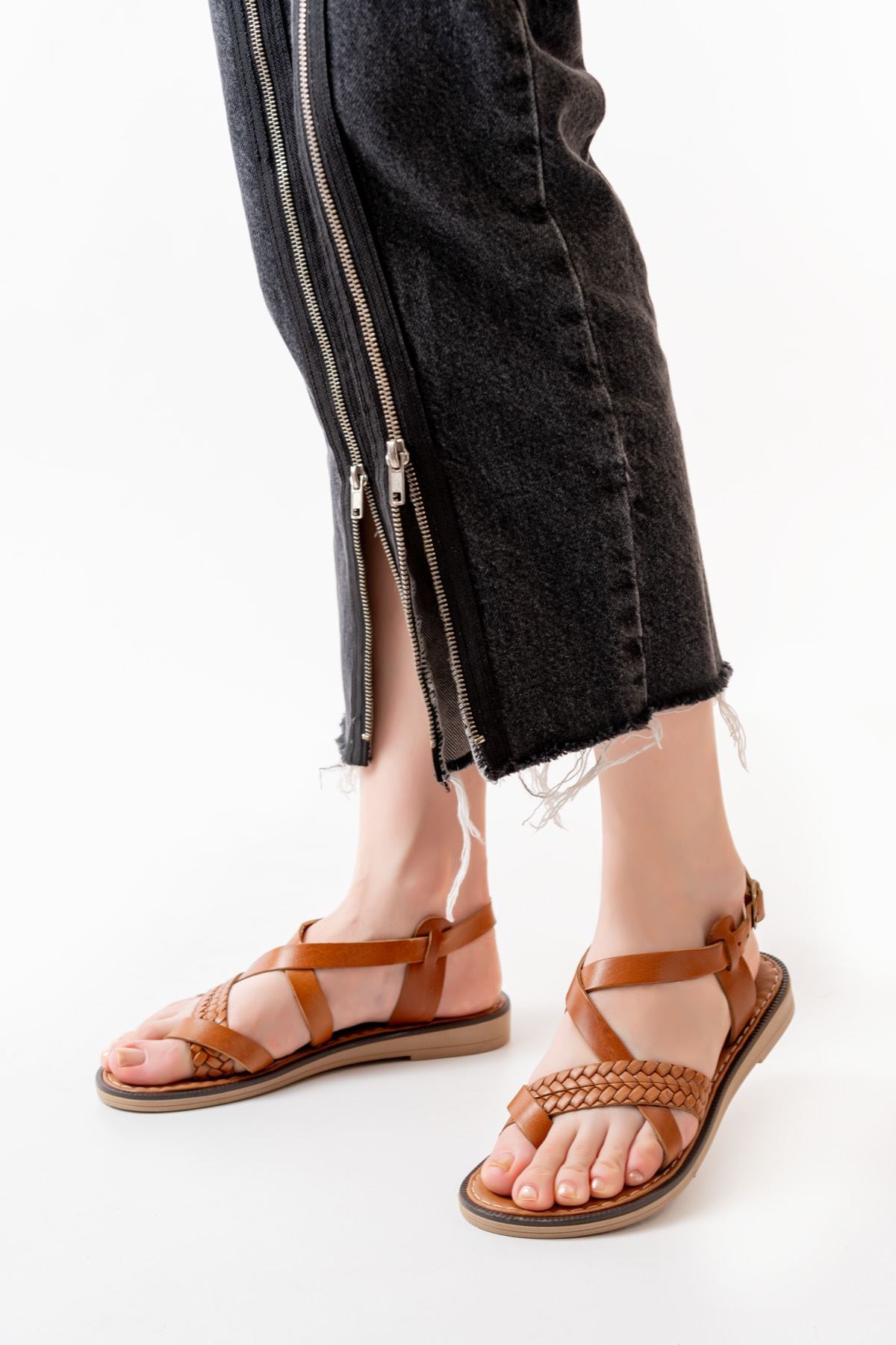 Jarman Taba Hakiki Deri Kadın Sandalet