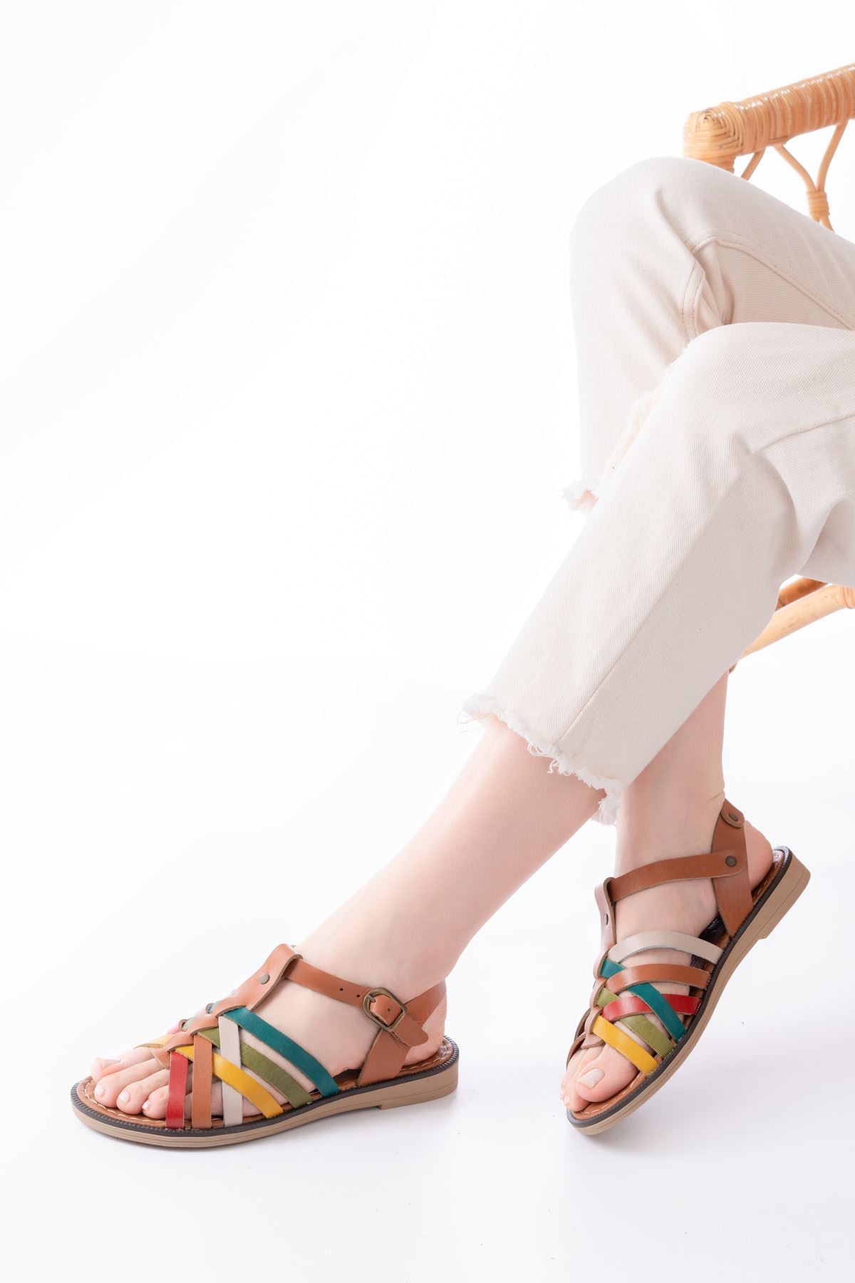 Tushan Multi Hakiki Deri Taban Kadın Sandalet