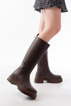 Yenney Kahverengi Fermuarlı Kadın Çizme 236-340KHV