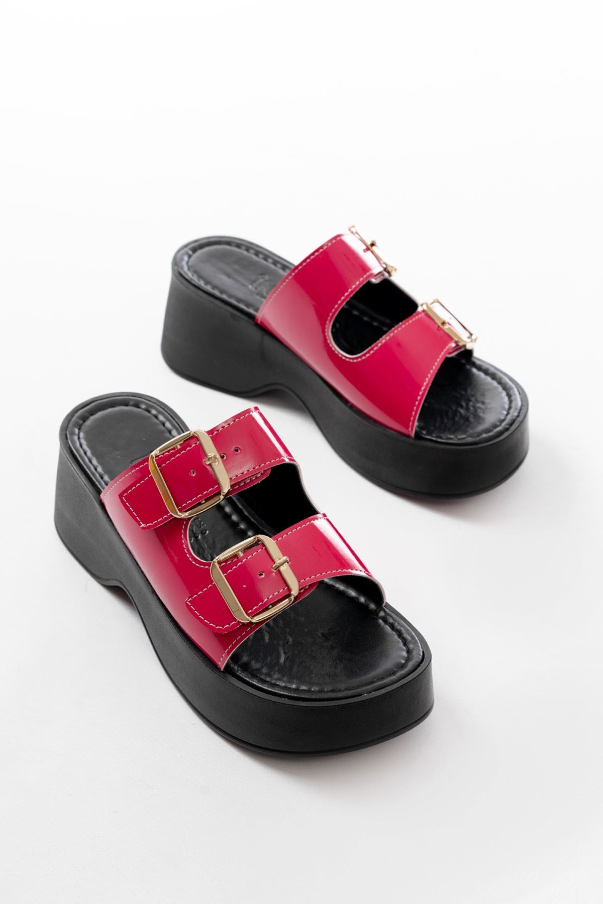 Nakvem Kadın Fuşya Rugan Dolgu Topuk Terlik