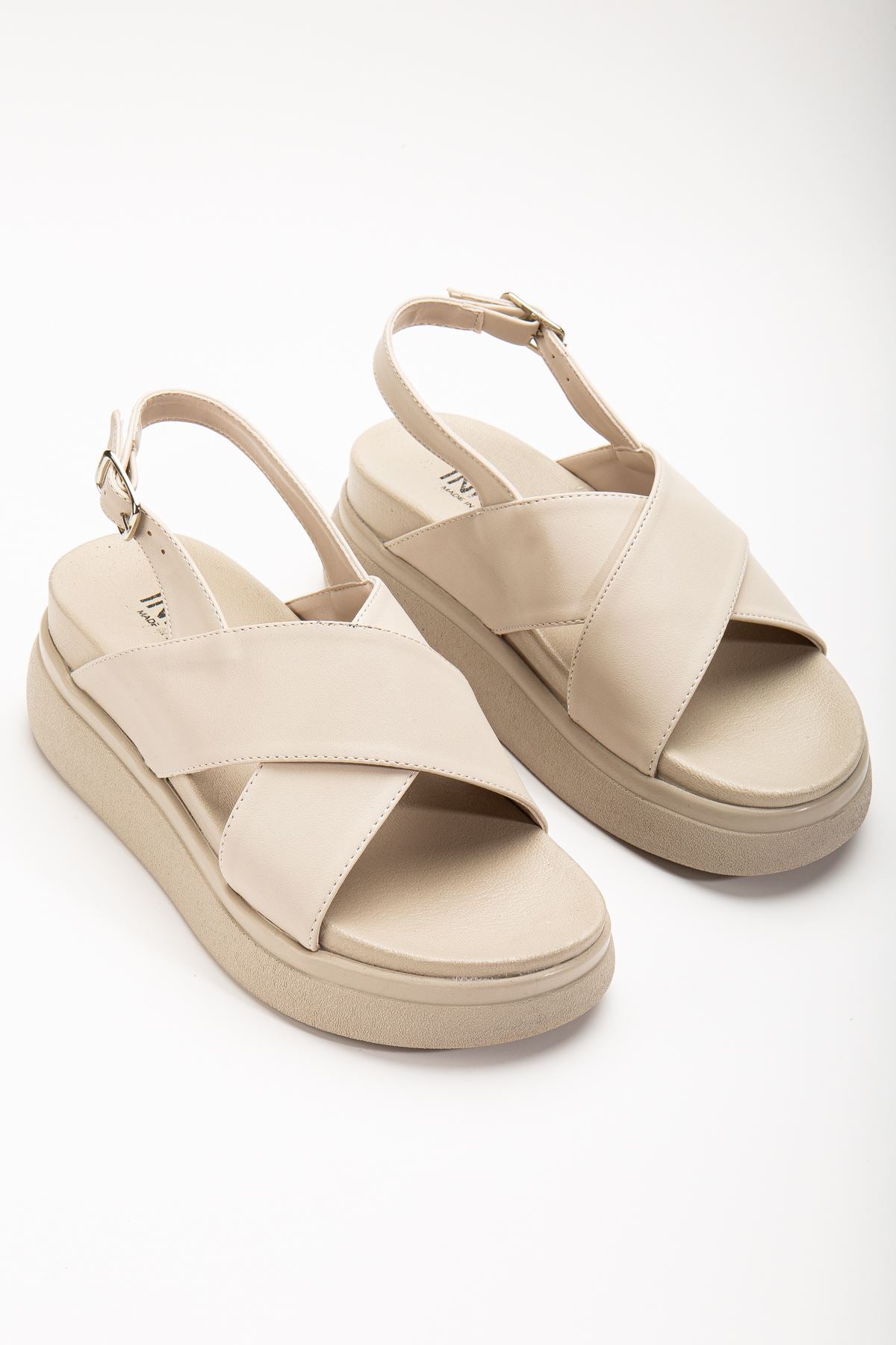 Kasfen Bej Dolgu Topuk Kadın Sandalet