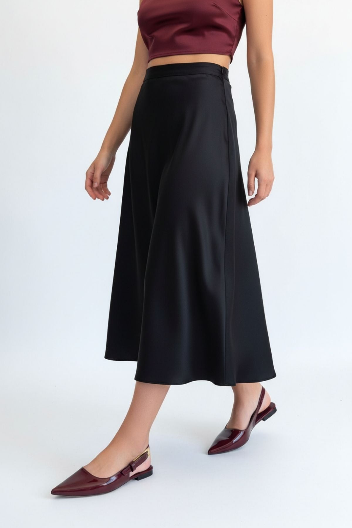 Ummar Kadın Bordo Rugan Sivri Burun Babet Ayakkabı