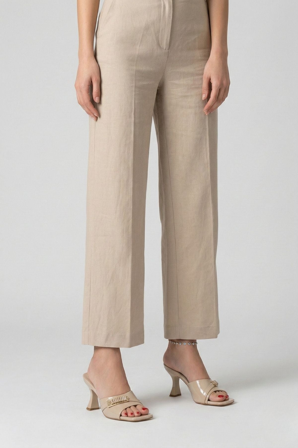 Sief Kadın Bej Rugan Topuklu Terlik