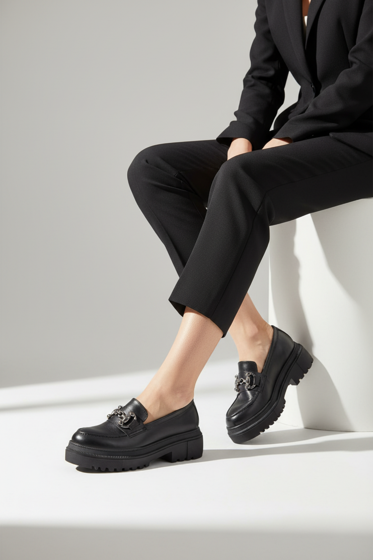 Lyova Tokalı Siyah Kadın Loafer Ayakkabı