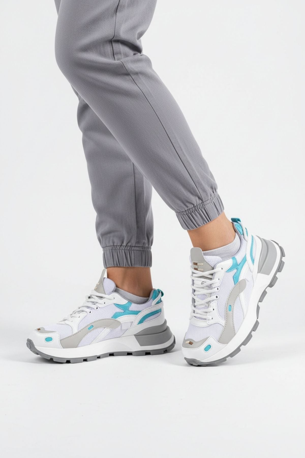 Luther Kadın Triko Desenli Beyaz Multi Spor Ayakkabı