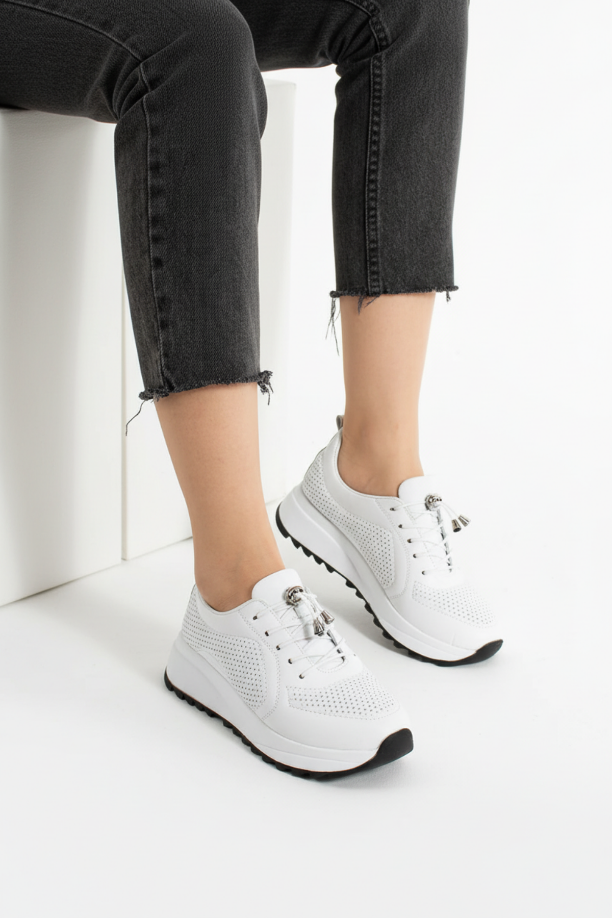 Bacha Kadın Hakiki Deri Beyaz Spor Ayakkabı