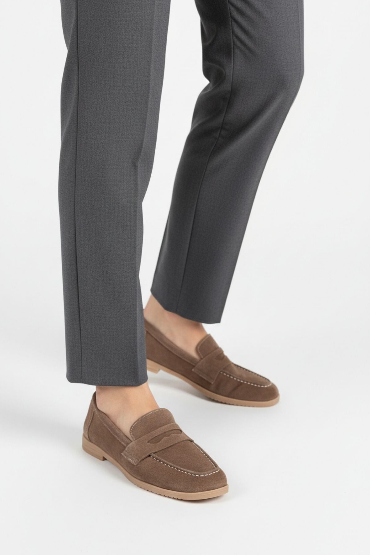 Monk Kadın Süet Vizon Loafer Ayakkabı