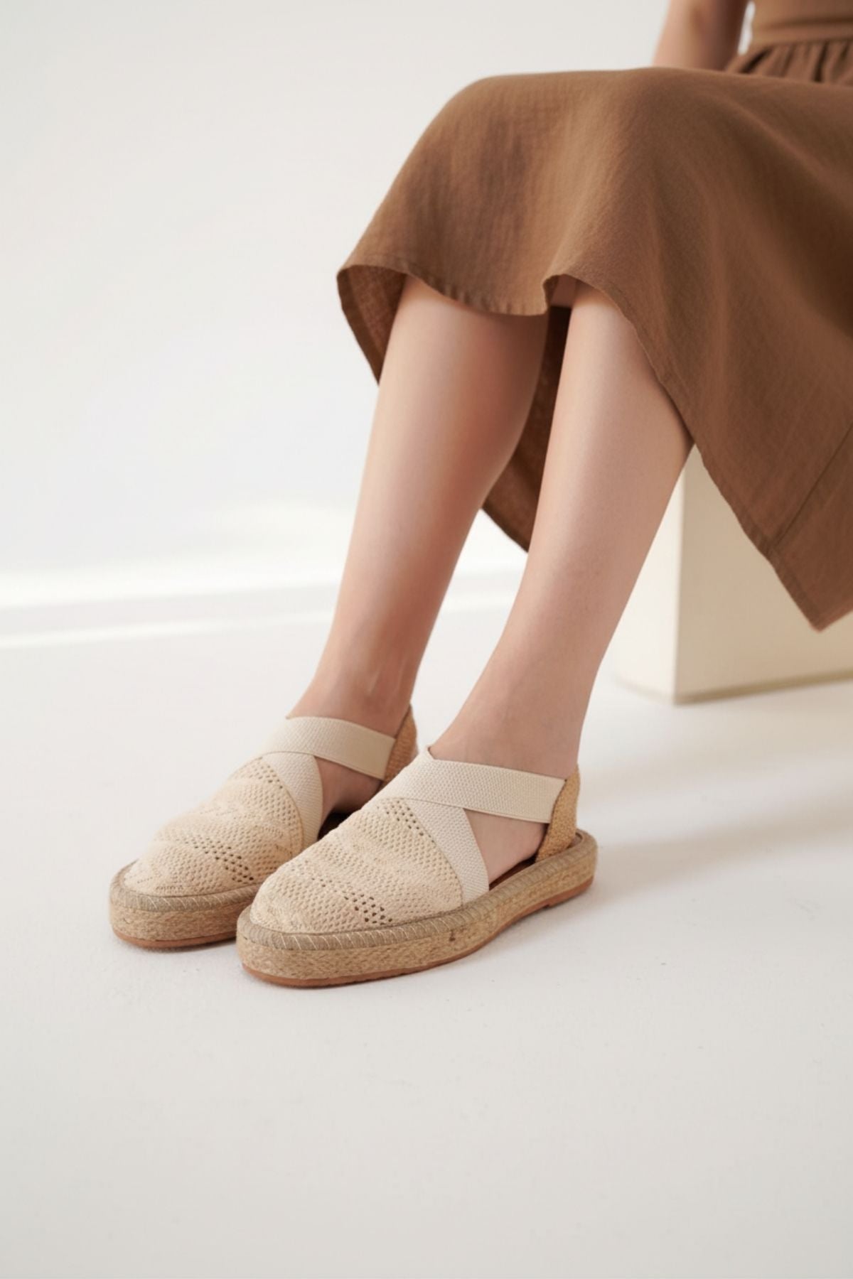 Rosa Kadın Triko Bej Espadril Ayakkabı