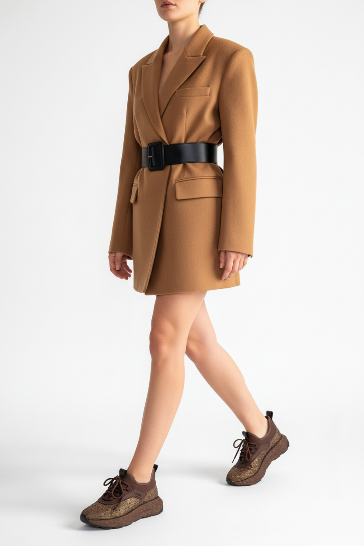 Rimay Kadın Kahverengi Boncuk İşlemeli Spor Ayakkabı