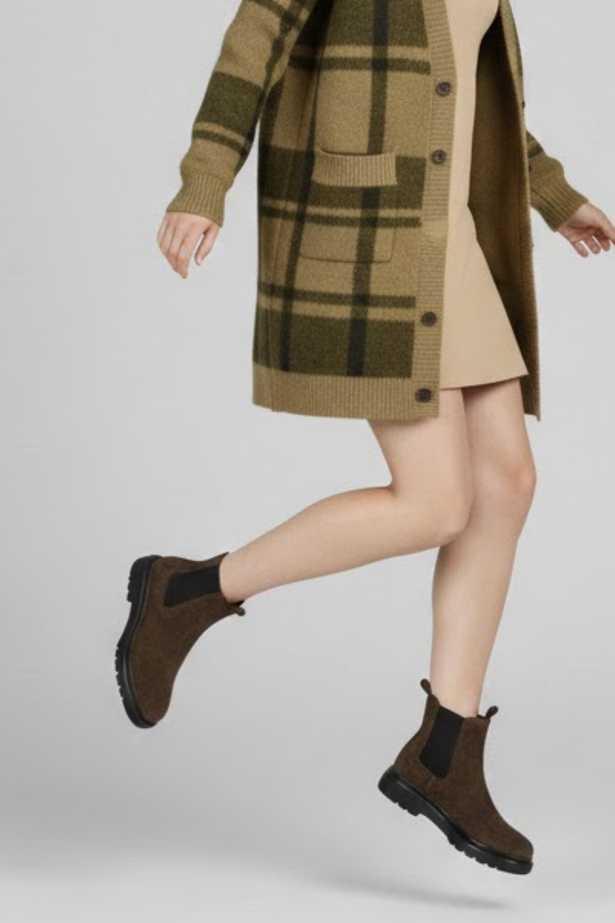 Vestan Kadın Hakiki Süet Deri Elastik Bantlı Haki Bot