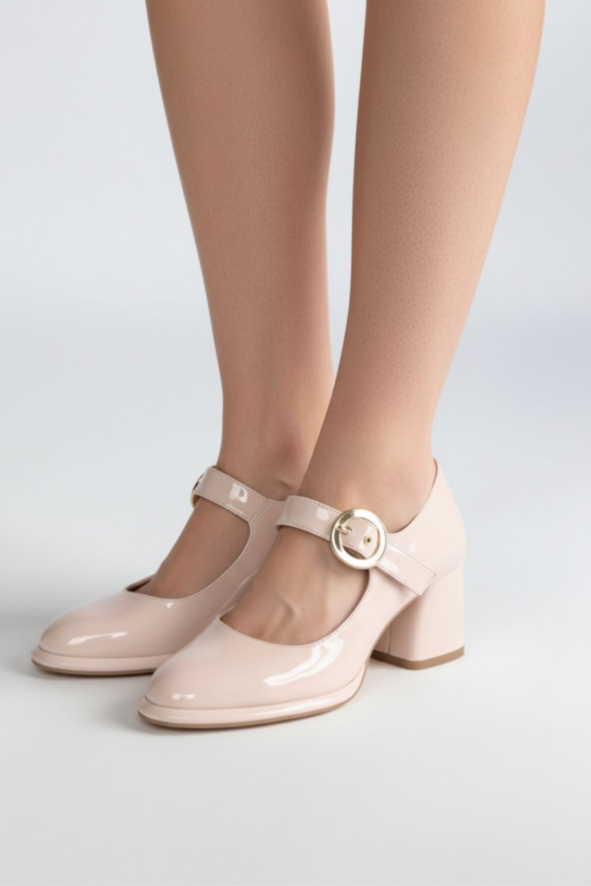 Weys Kadın Bej Rugan Tokalı Topuklu Ayakkabı