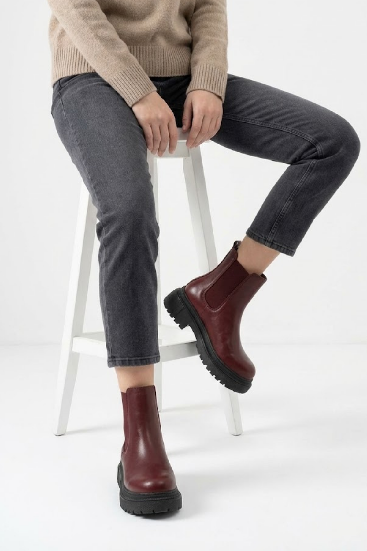 Nayliz Bordo Lastikli Günlük Kadın Bot
