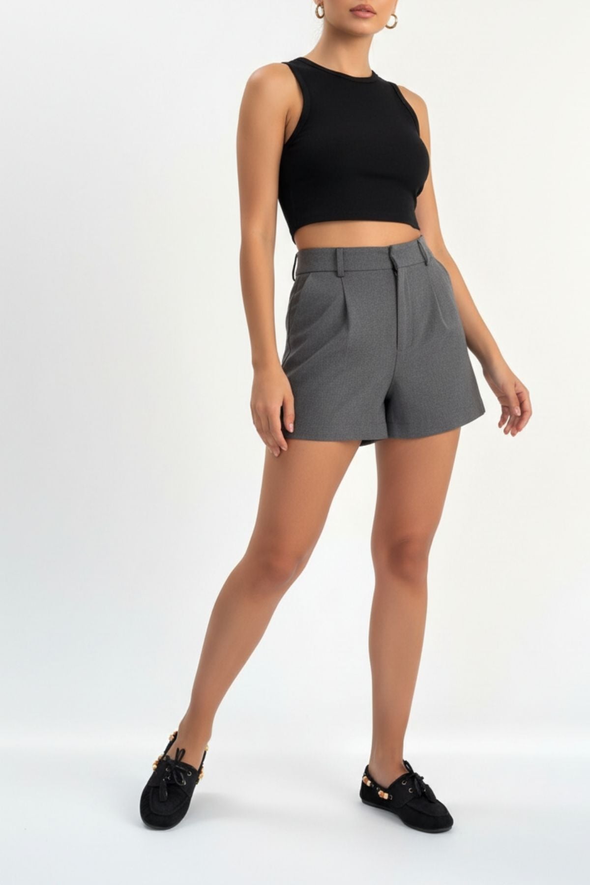 Elora Kadın Siyah Süet Boncuk Detaylı Babet