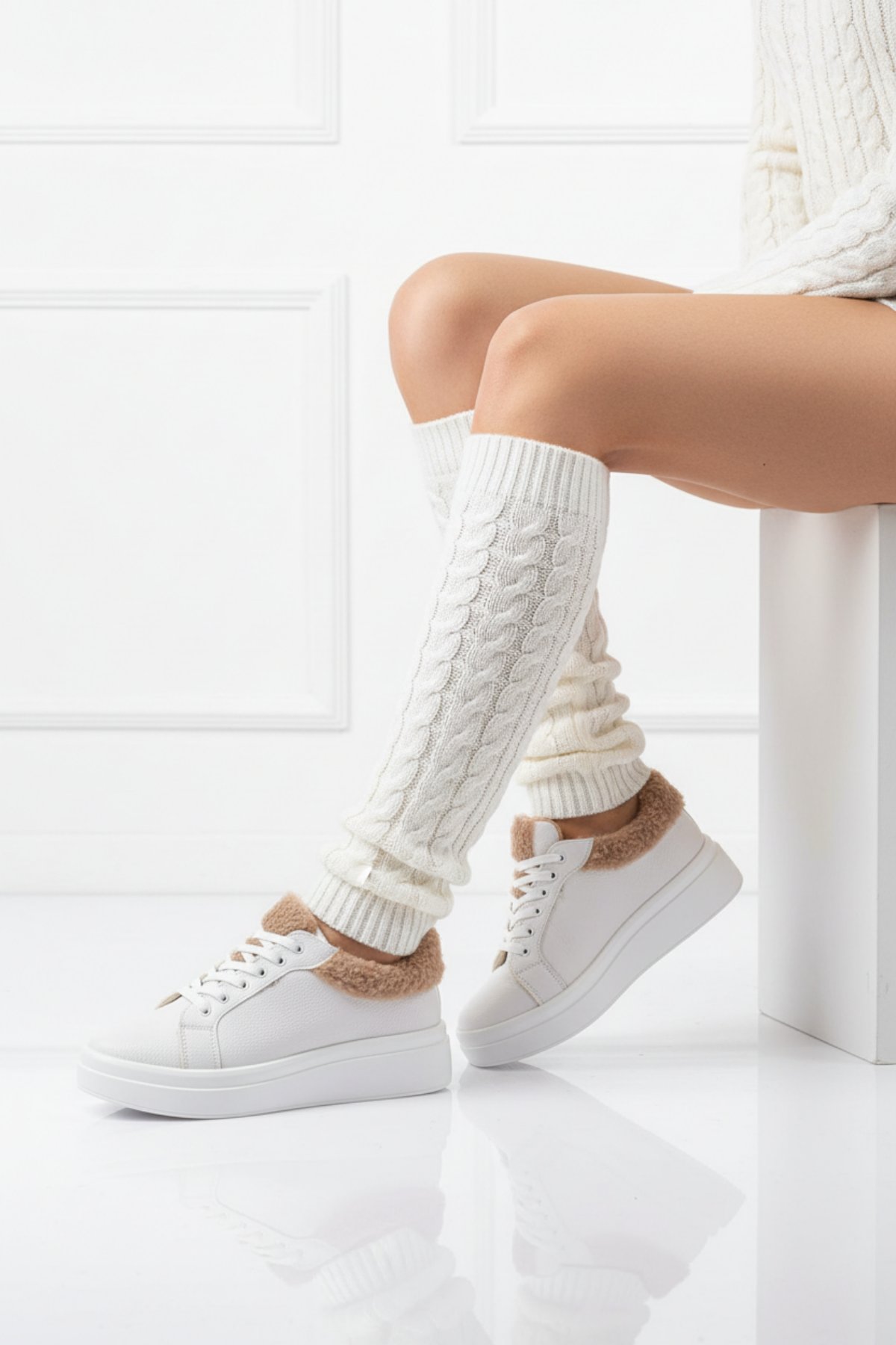 Maybe Kadın Tüylü Beyaz Spor Ayakkabı