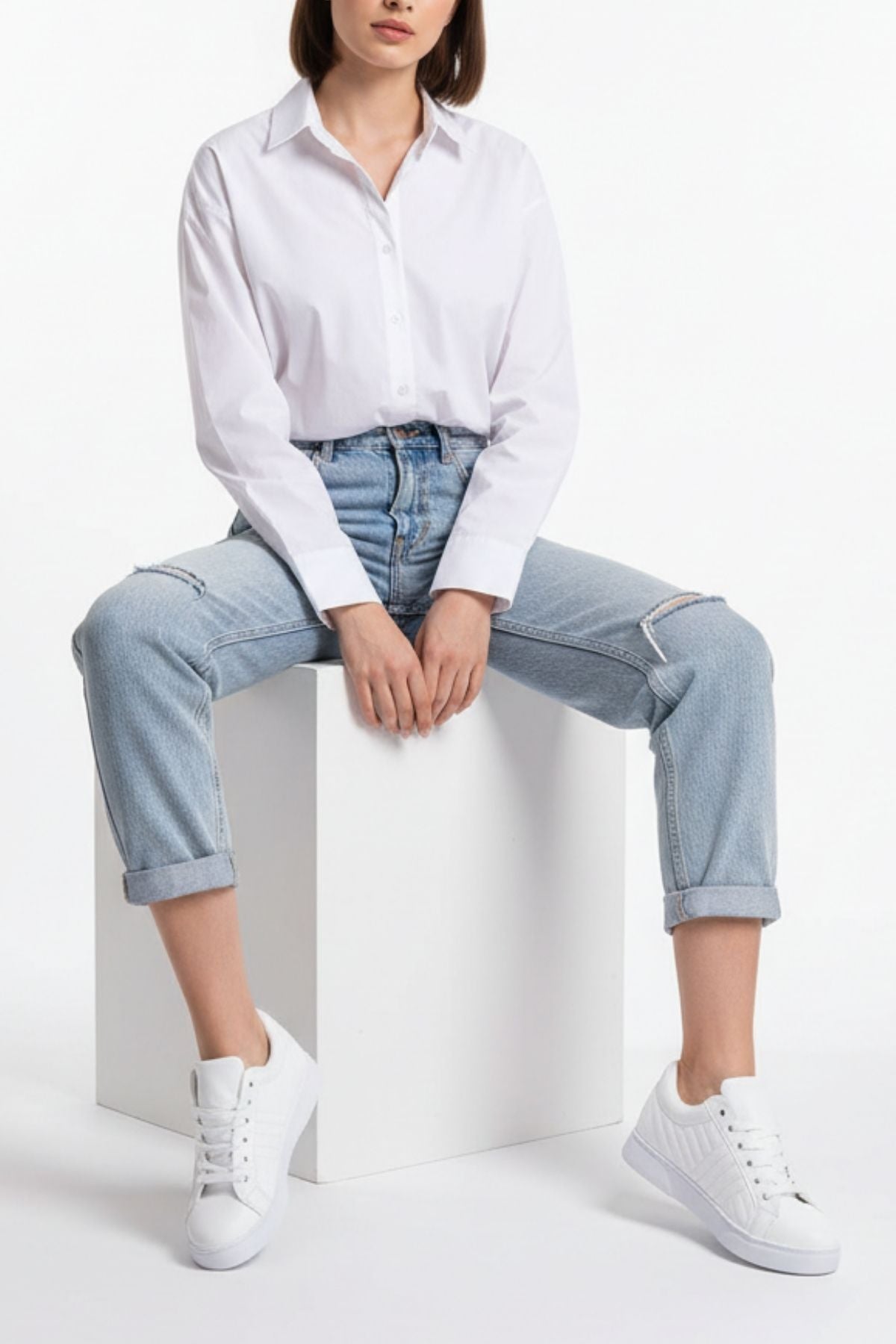 Linz Beyaz Suni Deri Kadın Spor Ayakkabı