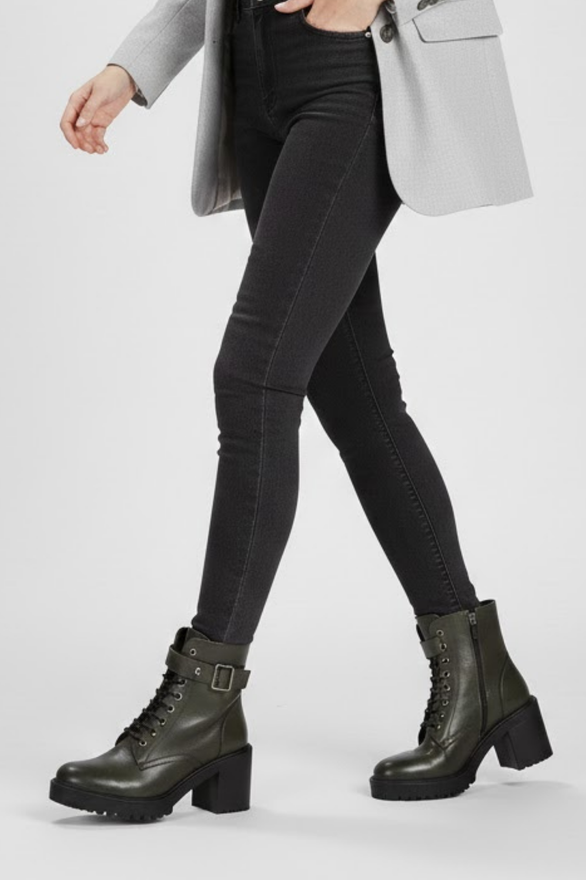 Galsu Kadın Hakiki Deri Yeşil Kalın Topuklu Bot