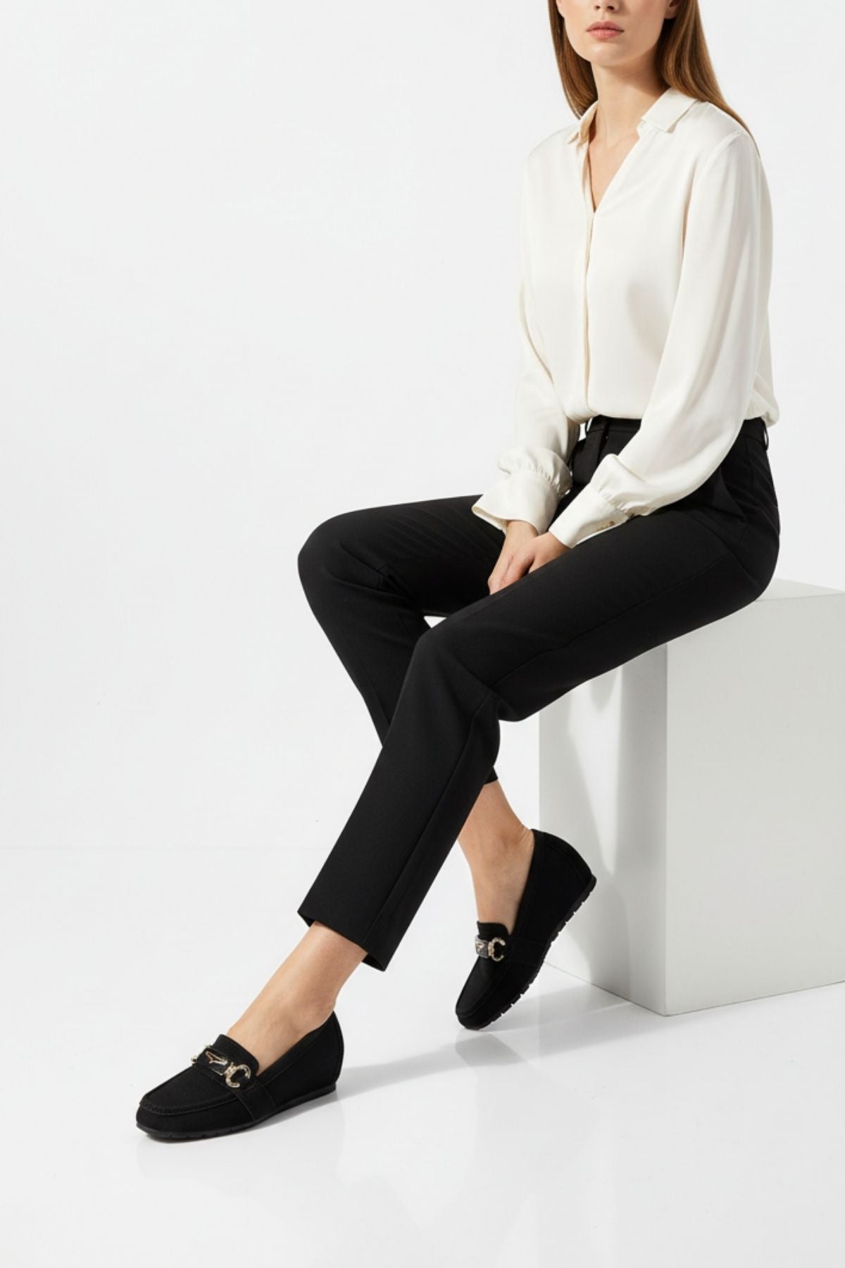 Mahze Kadın Siyah Gizli Topuk Loafer Ayakkabı