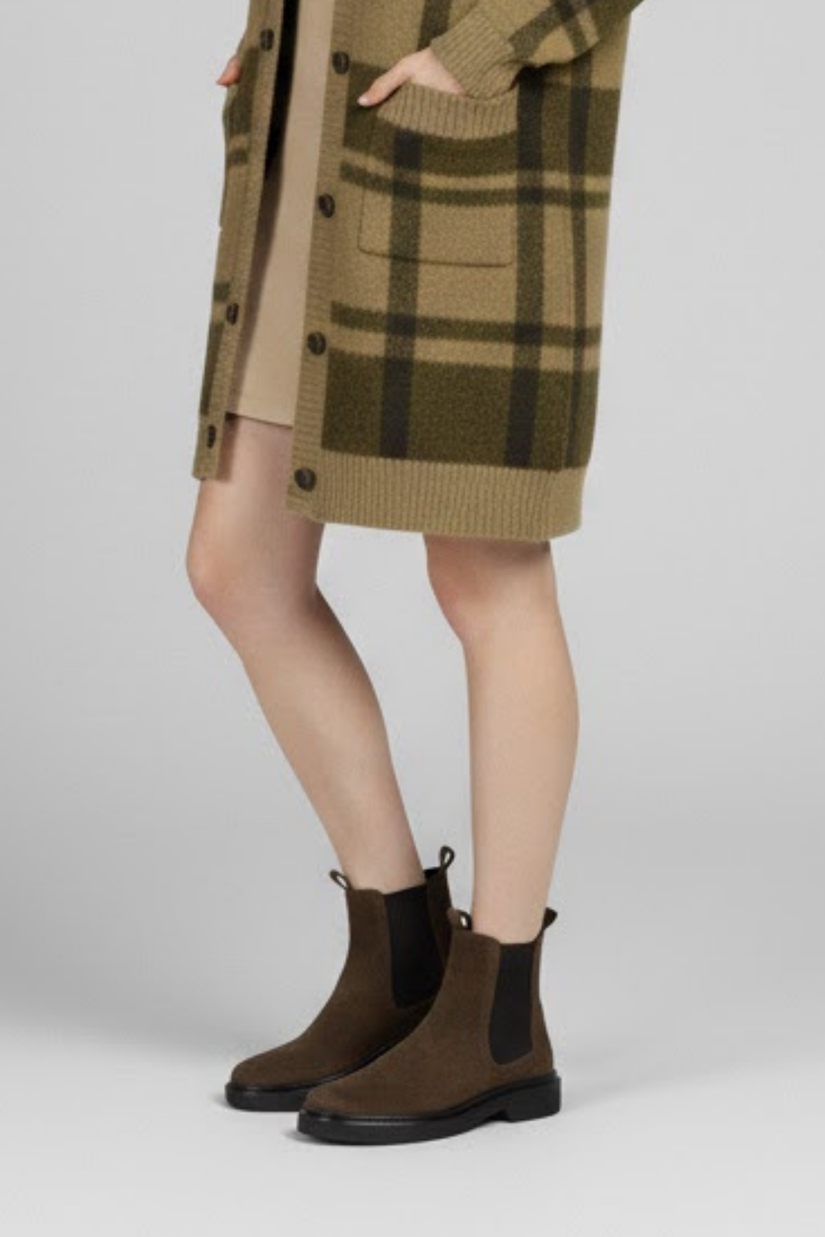 Vestan Kadın Hakiki Süet Deri Elastik Bantlı Haki Bot