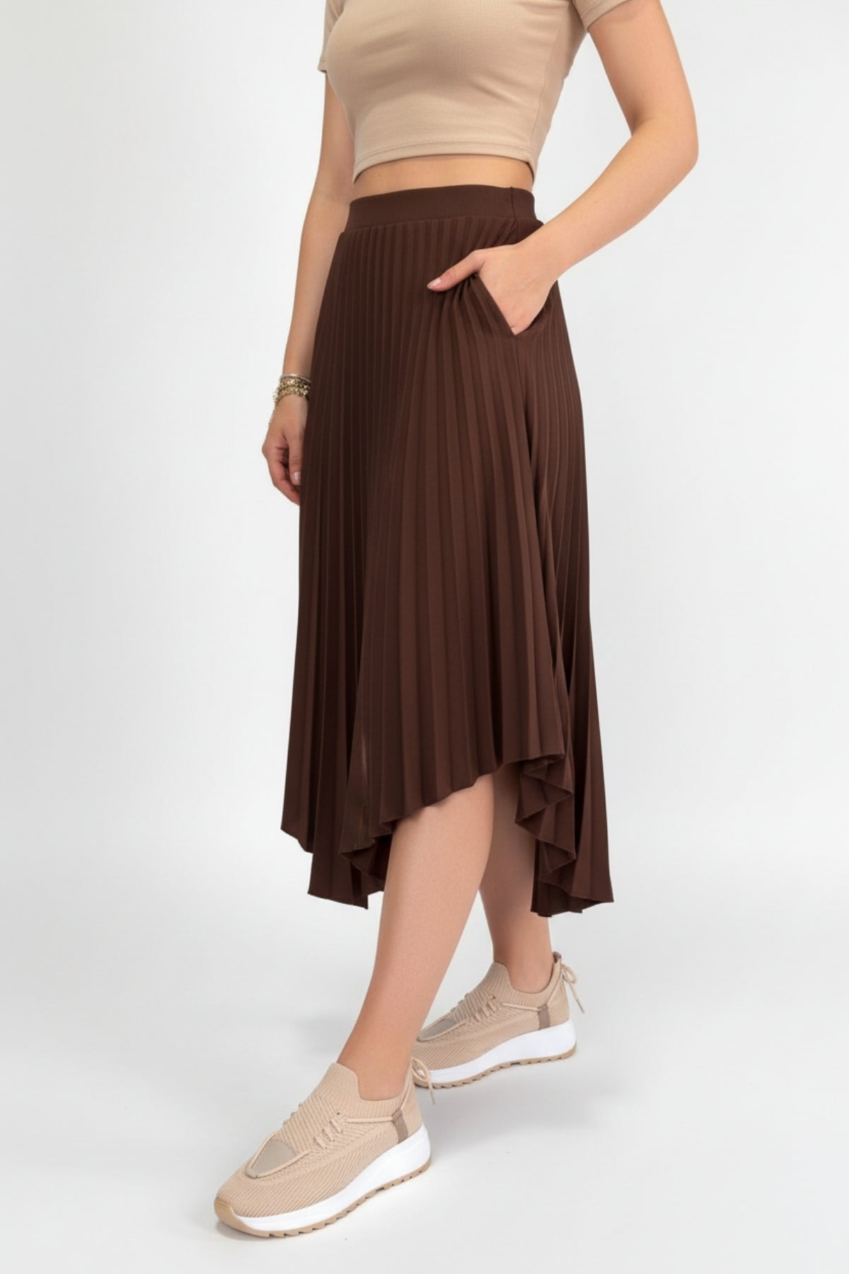 Renji Kadın Bej Triko Bağcıklı Spor Ayakkabı